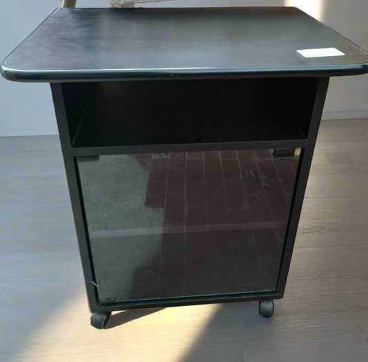PORTA TV NERO CON SPORTELLINO VETRO