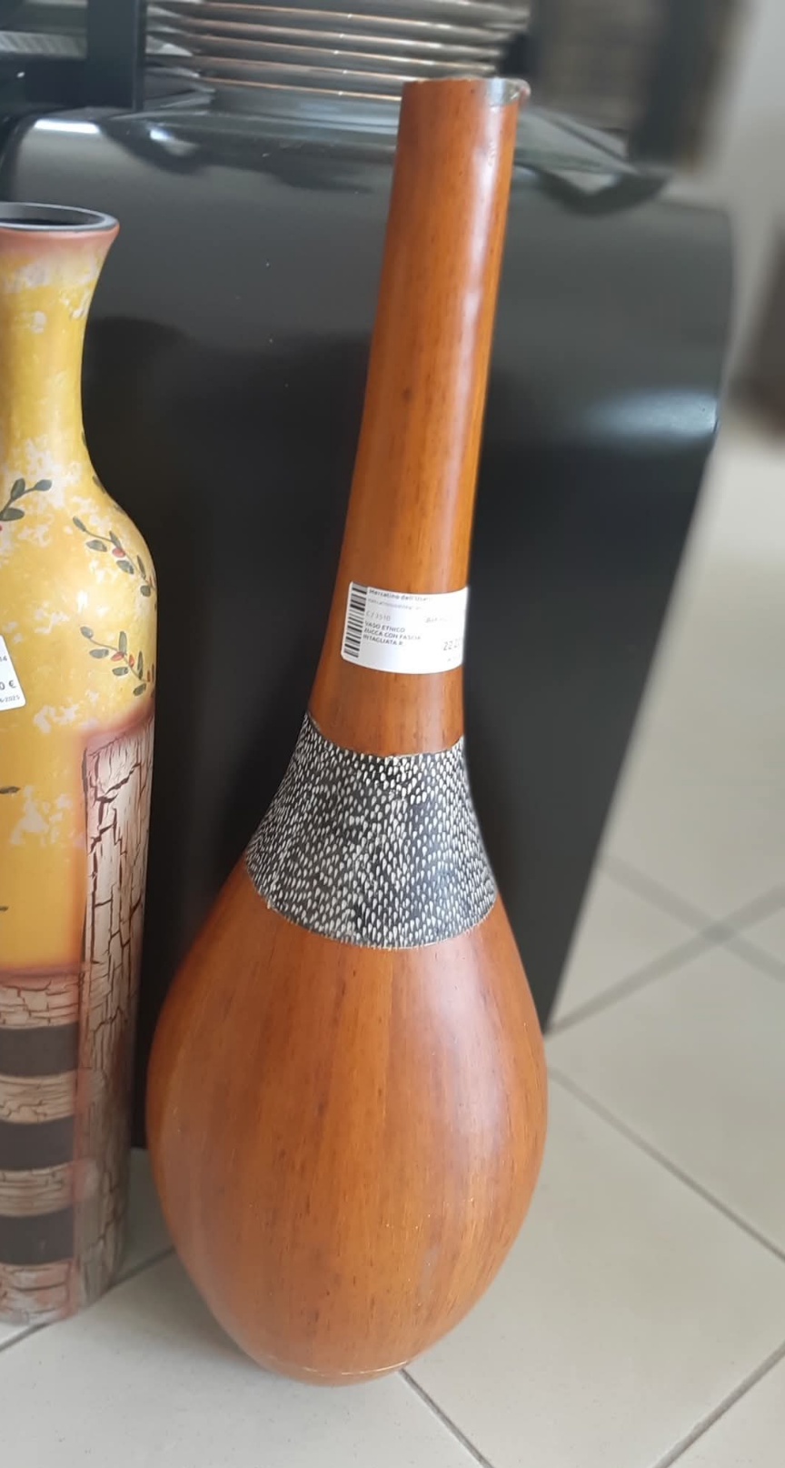 Vaso Etnico Zucca Con Fascia Intagliata R.