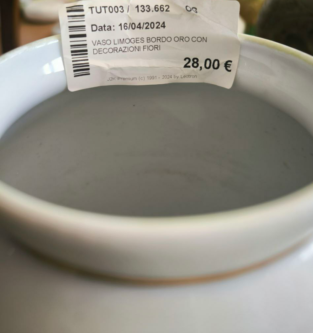 VASO LIMOGES 
DECORAZ. FIORI E BORDO ORO 
DA SCONTARE