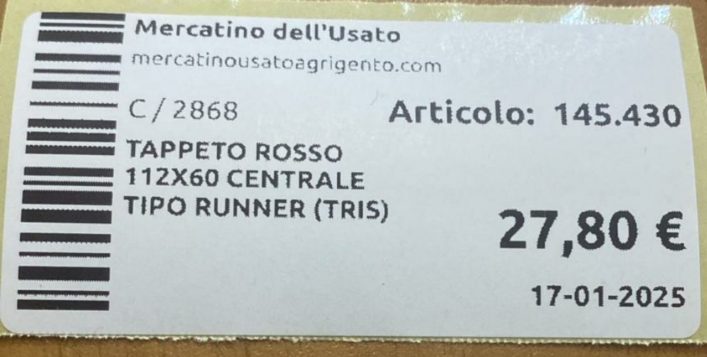 TAPPETO ROSSO 112X60 CENTRALE TIPO RUNNER (TRIS)