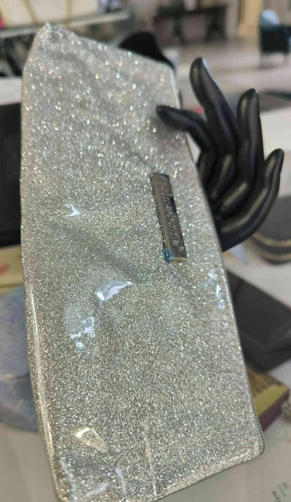 Borsello Grigio Brillantinato Porta Trucchi Prima Donna