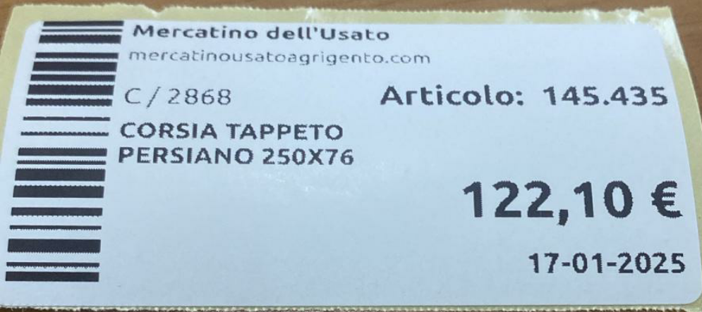 CORSIA TAPPETO PERSIANO 250X76