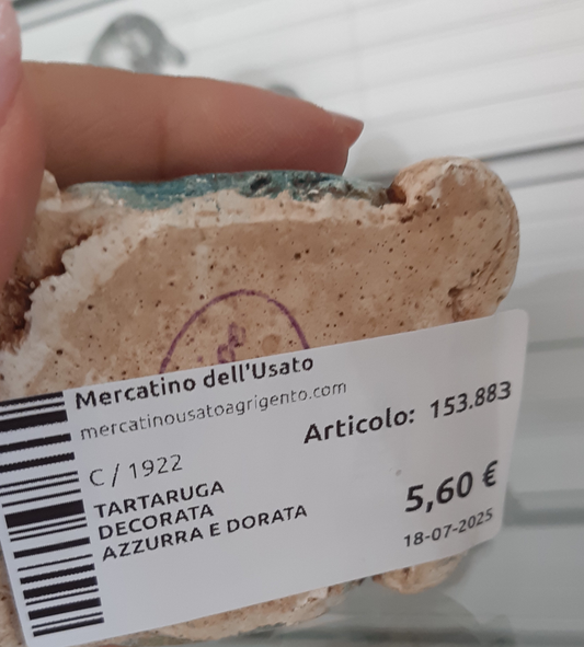 Tartaruga  Decorata Azzurra E Dorata