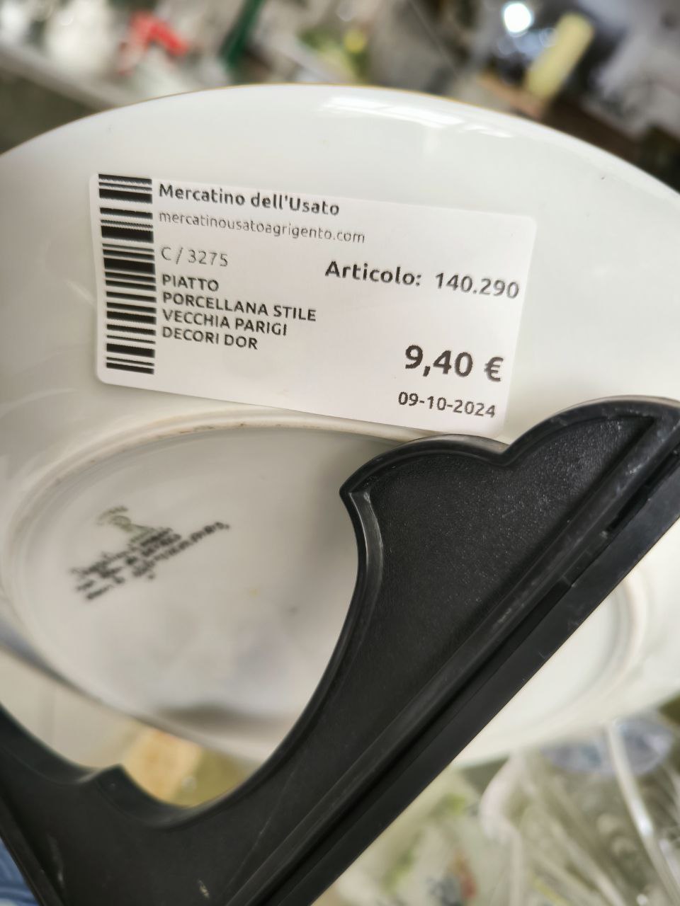 PIATTO PORCELLANA STILE VECCHIA PARIGI DECORI DOR