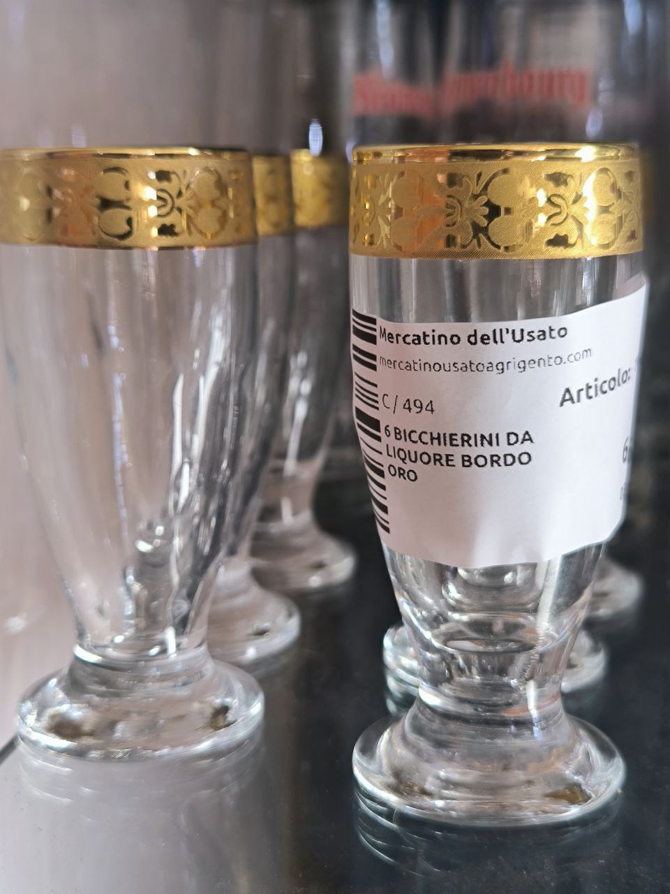 6 BICCHIERINI DA LIQUORE 
BORDO ORO