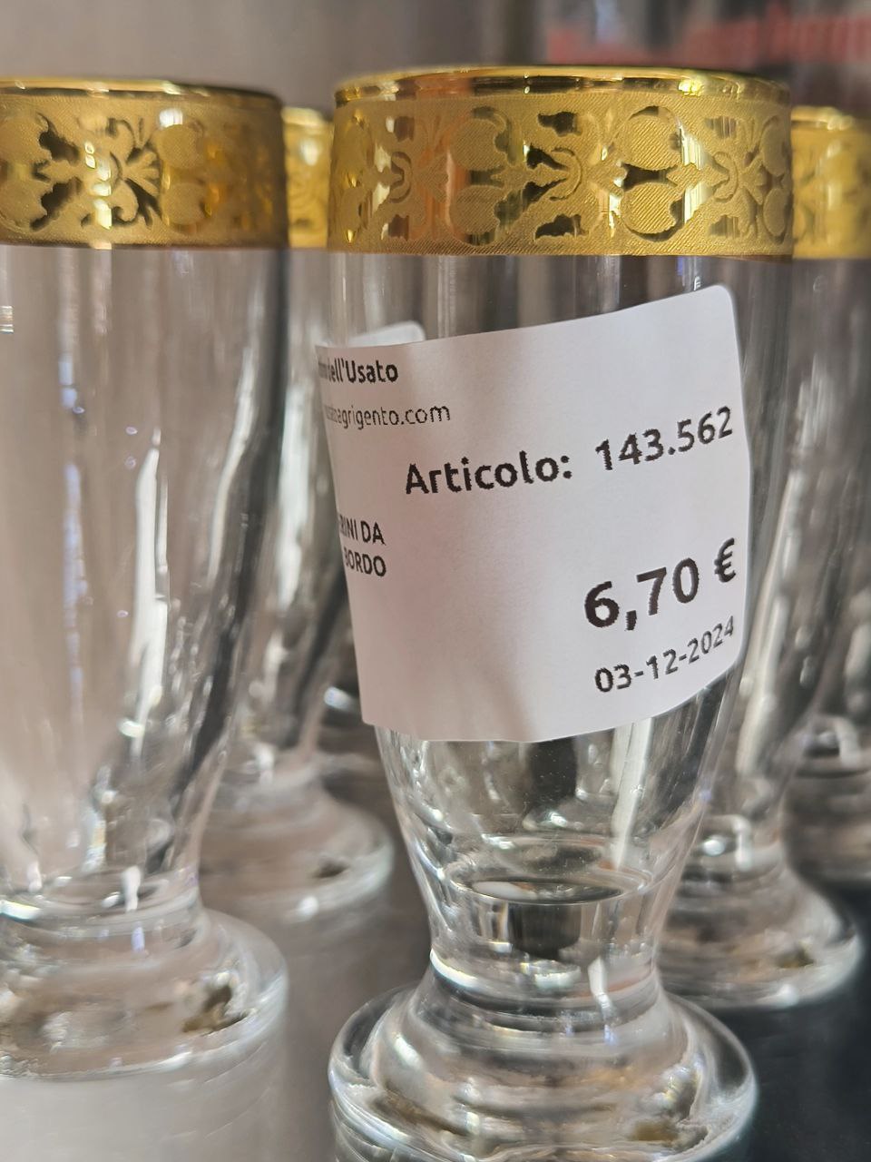 6 BICCHIERINI DA LIQUORE 
BORDO ORO