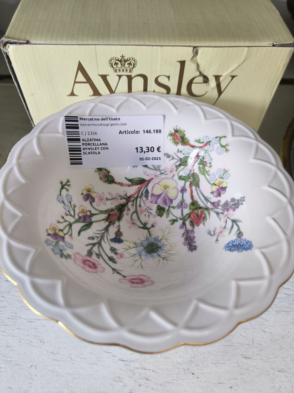Alzatina Porcellana Aynsley Con Scatola