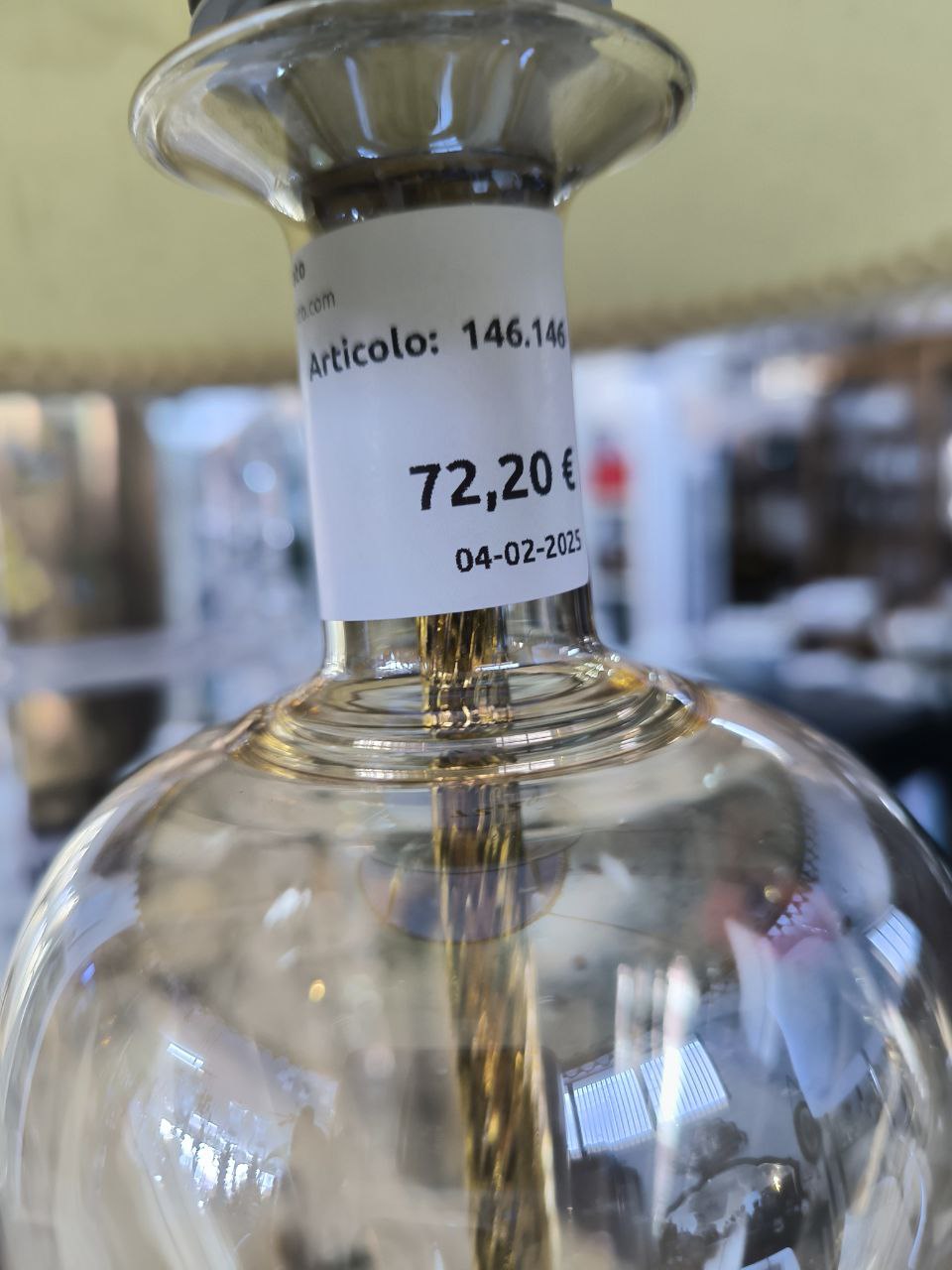 Lume In Vetro Soffiato  Con Paralume Merletto