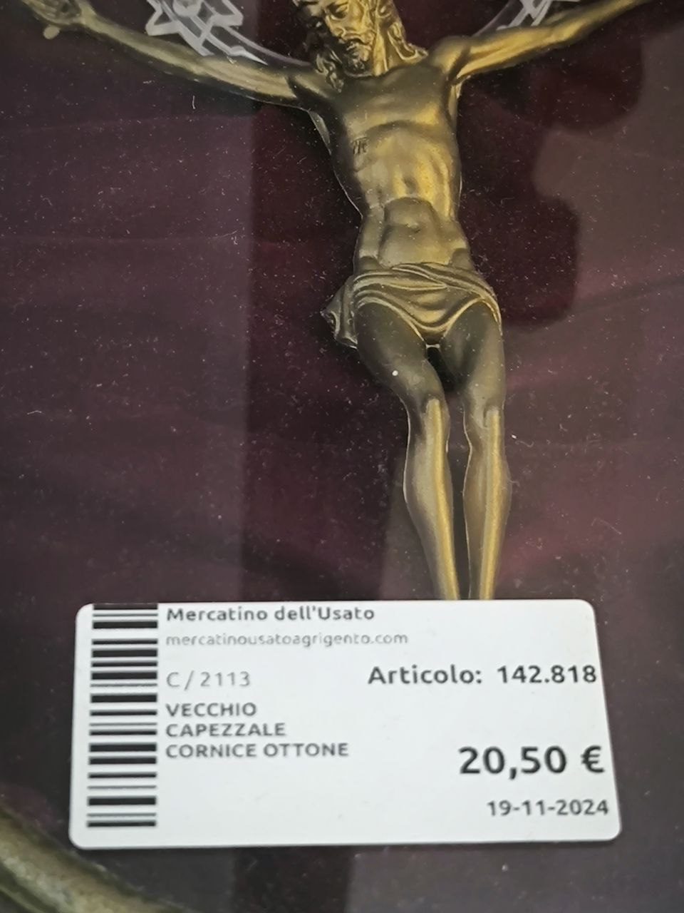 Vecchio Capezzale Cornice Ottone