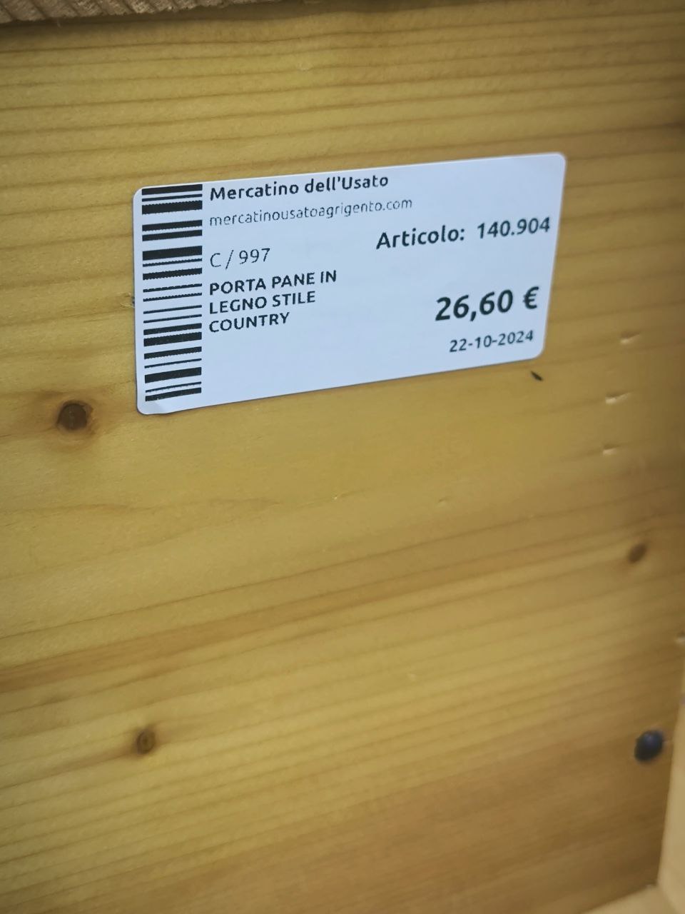 Porta Pane In Legno Stile Country