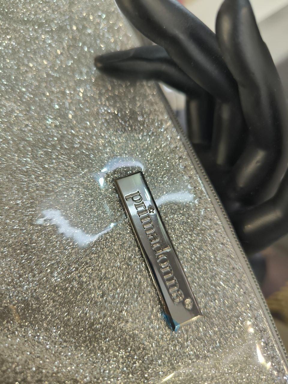 Borsello Grigio Brillantinato Porta Trucchi Prima Donna