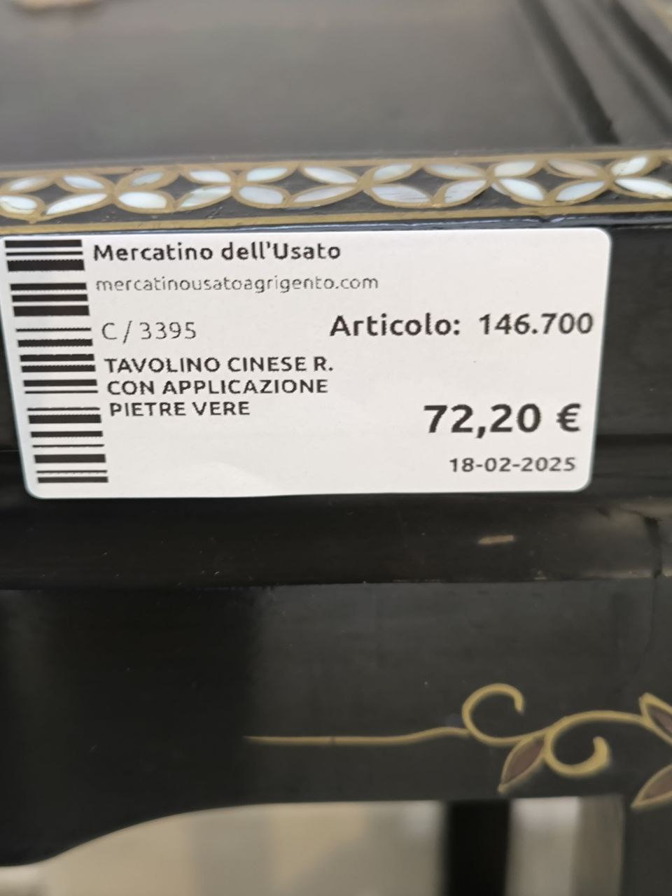 Tavolino Cinese R. Con Applicazione Pietre Vere