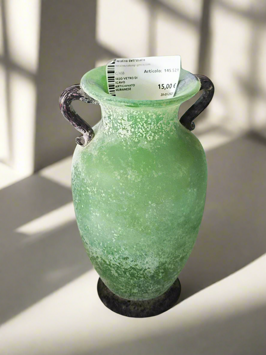 Vaso Vetro Di Scavo Artigianato Muranese