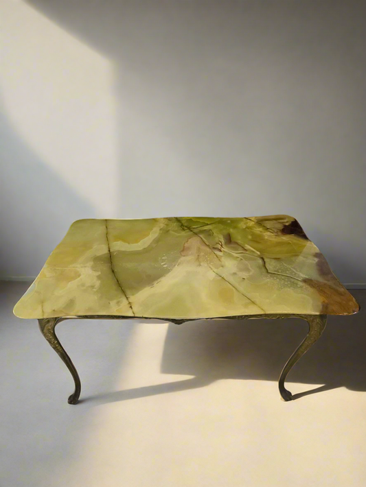 TAVOLINO DA SALOTTO OTTONE/ONICE VINTAGE