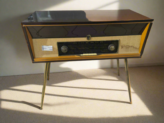 VECCHIA RADIO GIRADISCHI MINERVA PIEDI IN OTTONE