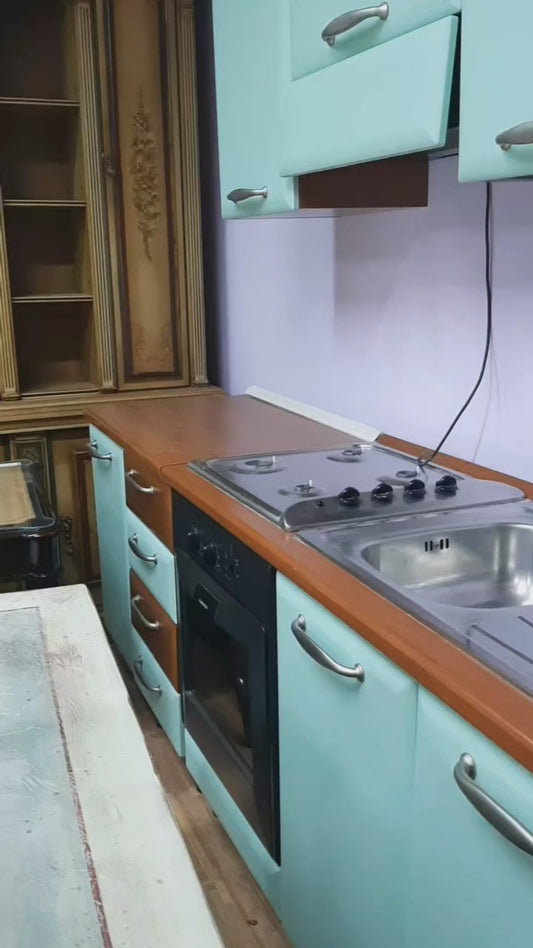 Cucina Lineare Verde Con Alloggio Lavatrice - Lavastoviglie R