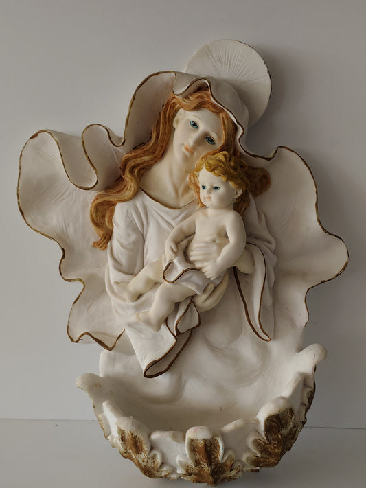 Acquasantiera Bianca  Bordi Dorati