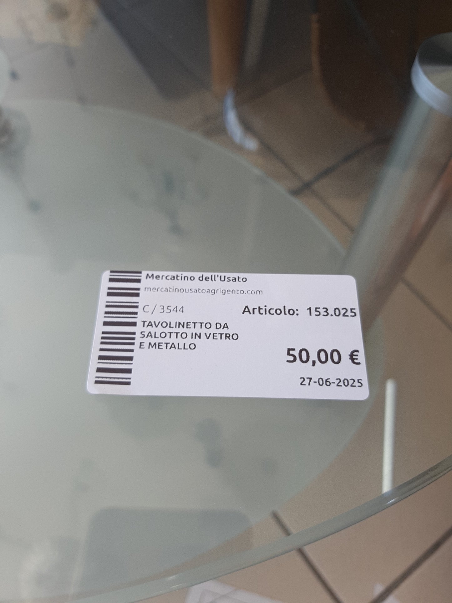 Tavolinetto Da Salotto In Vetro E Metallo