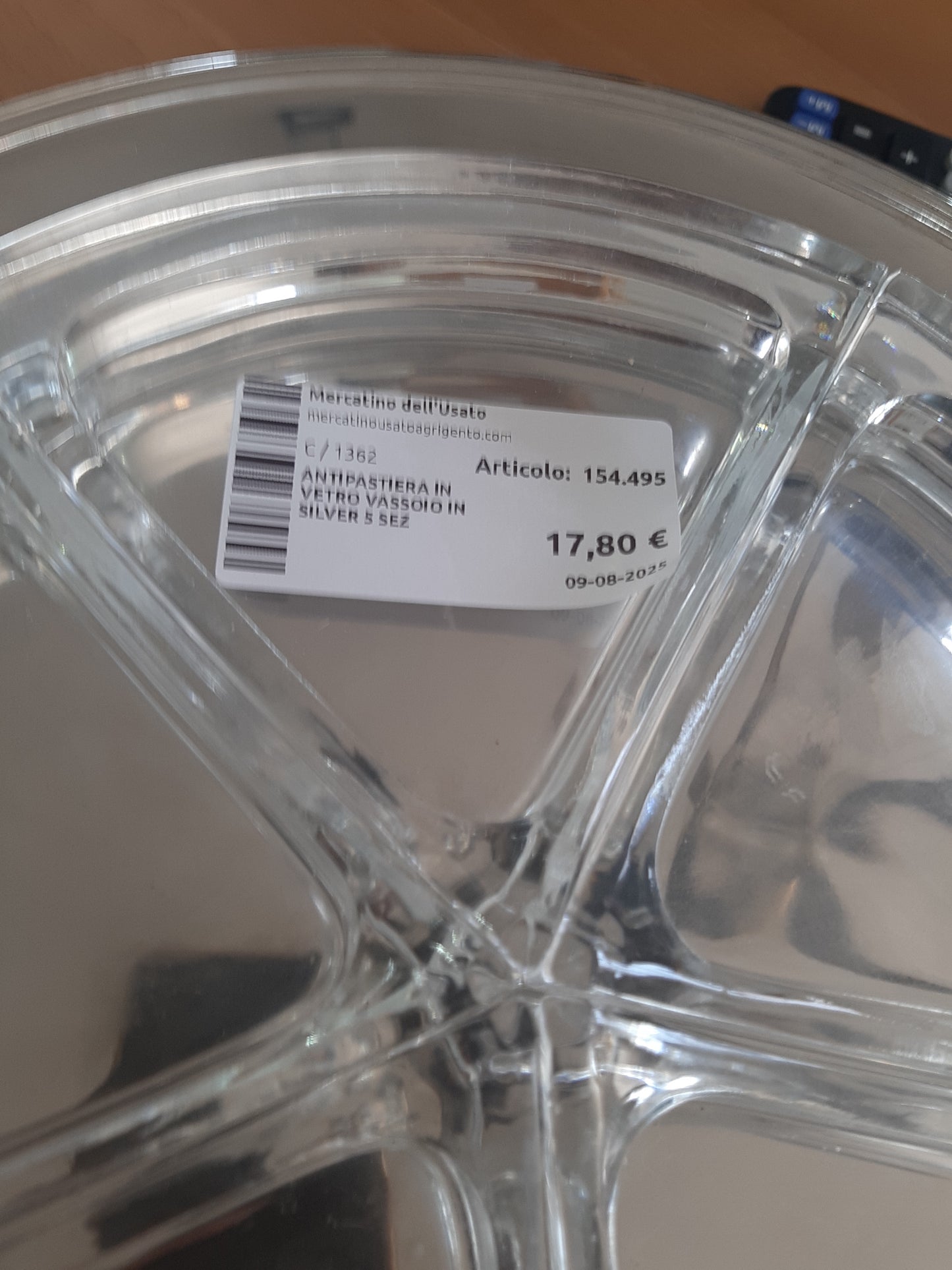 Antipastiera In Vetro Vassoio In Silver 5 Sez