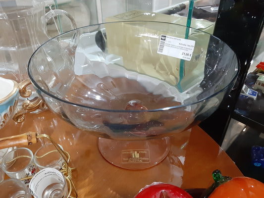 Centro Tavola Alzatina In Cristallo Etruria Base Rosa E Coppa Fume'