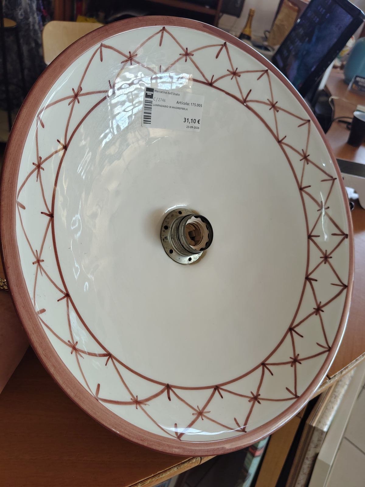 Lampadario In Ceramica Decoro Marrone