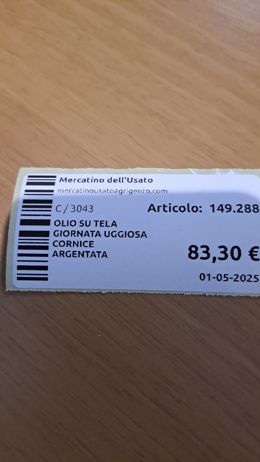 Olio Su Tela  Giornata Uggiosa Cornice Argentata