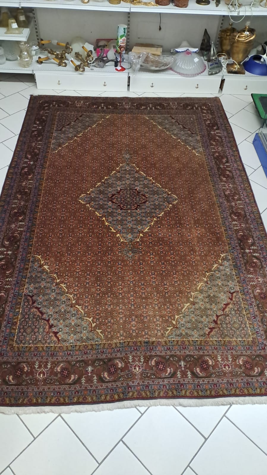 Tappeto Persiano Tabriz 300x202 Medaglione Centrale Rombo Fondo Rosso/mattone