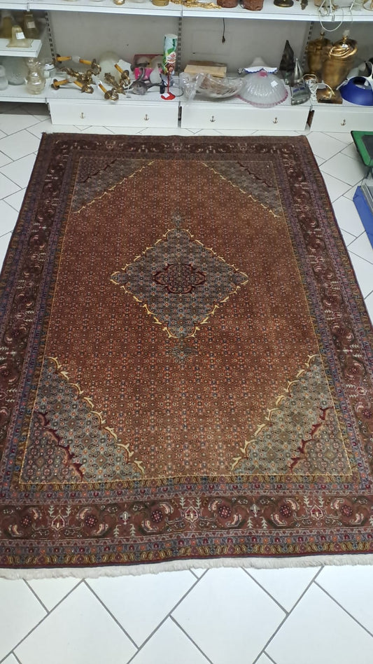 Tappeto Persiano Tabriz 300x202 Medaglione Centrale Rombo Fondo Rosso/mattone