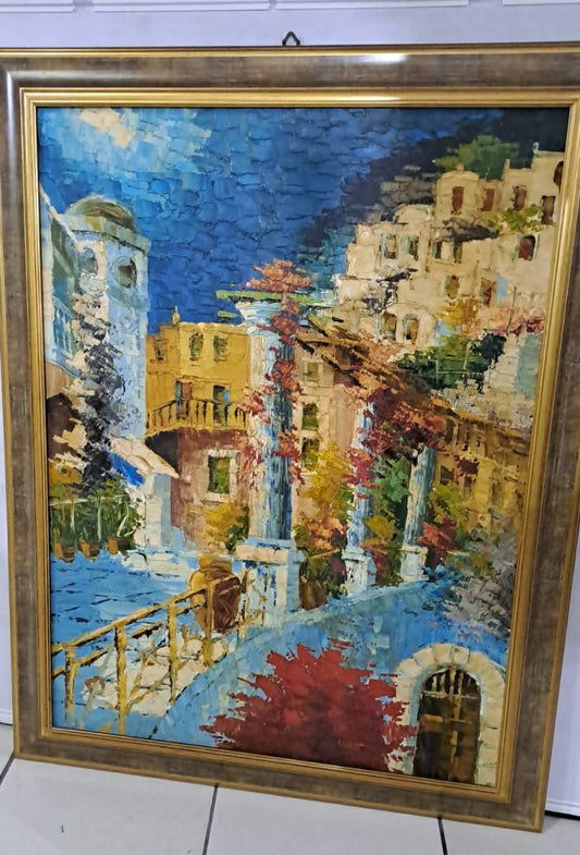 Olio Su Tela Borgo Astratto