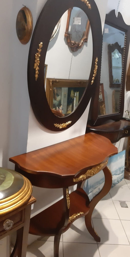 Specchio Ovale Con Freggi In Oro