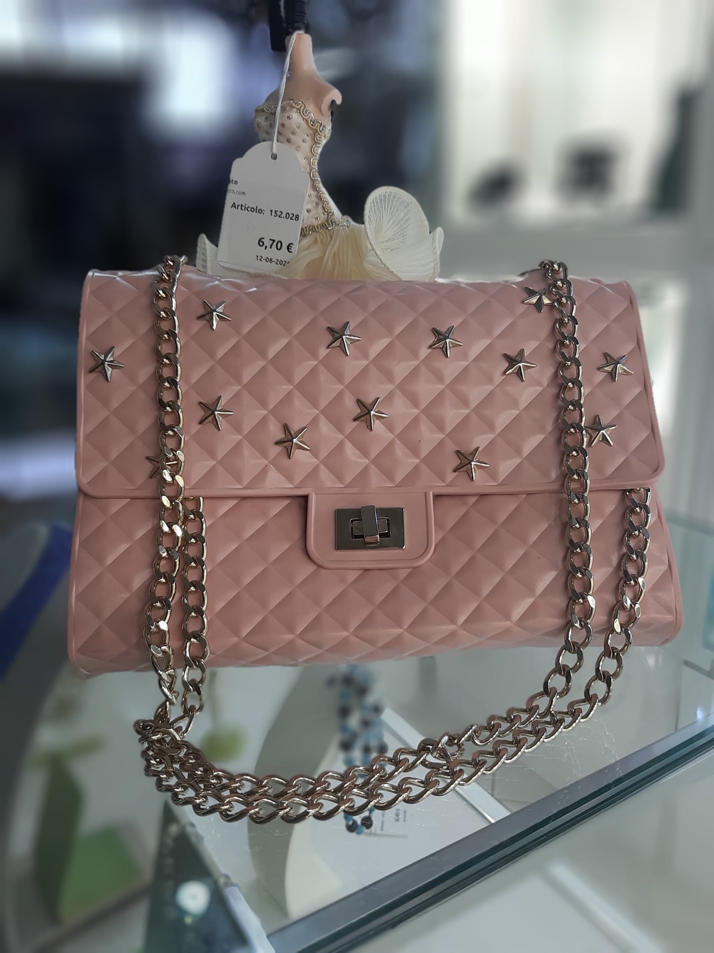 Borsa Rosa In Gomma Con Stelline
