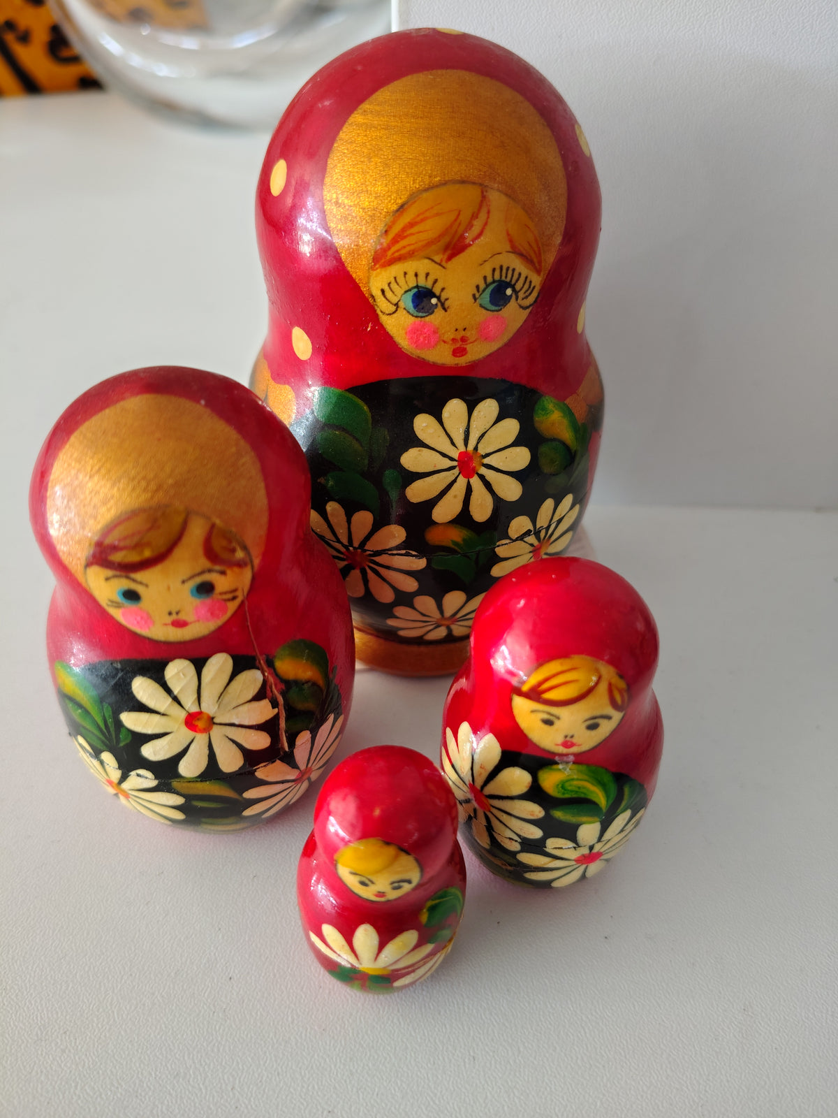 Matrioska 5 Pezzi Decoro Rosso