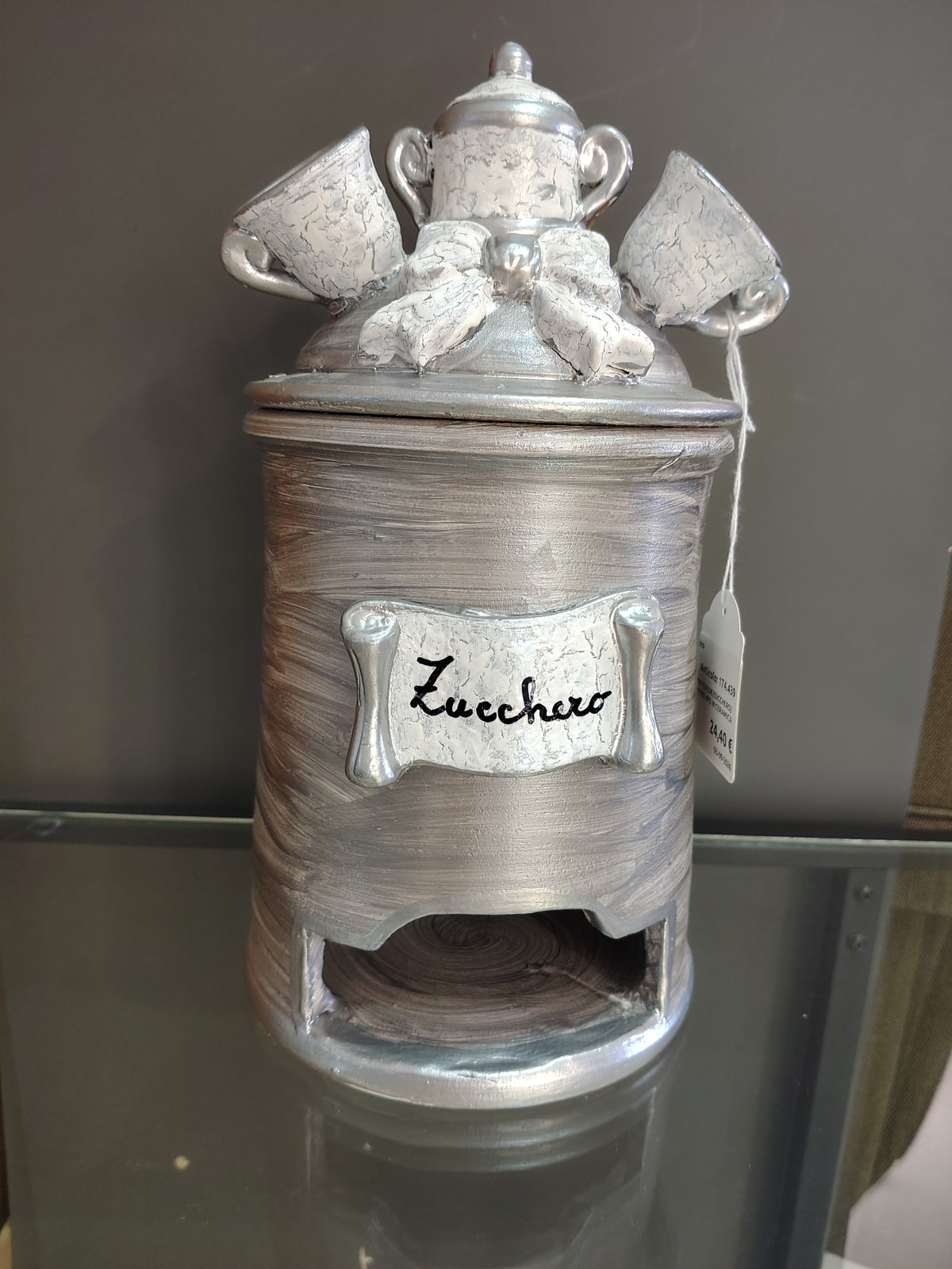 Set Da Caffè Porta Cialde/zucchero/bicchierini/palettine 4pz In Ceramica