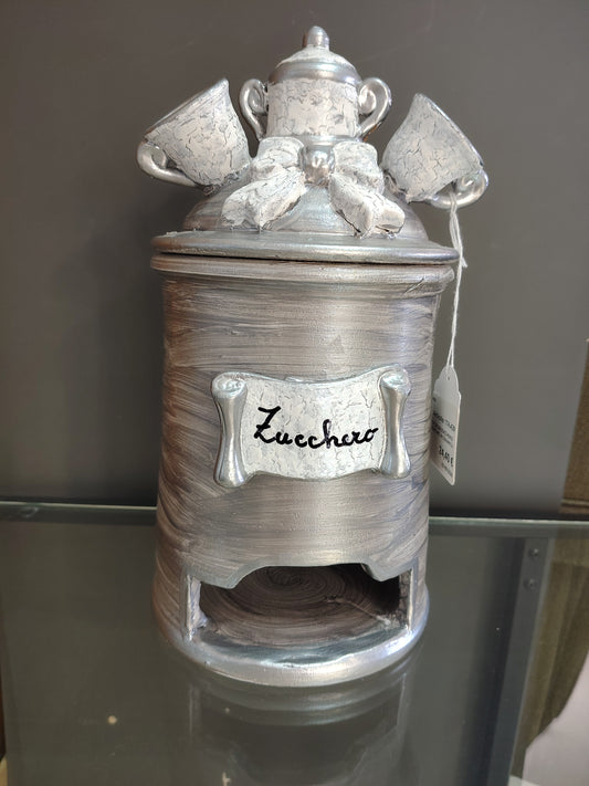 Set Da Caffè Porta Cialde/zucchero/bicchierini/palettine 4pz In Ceramica