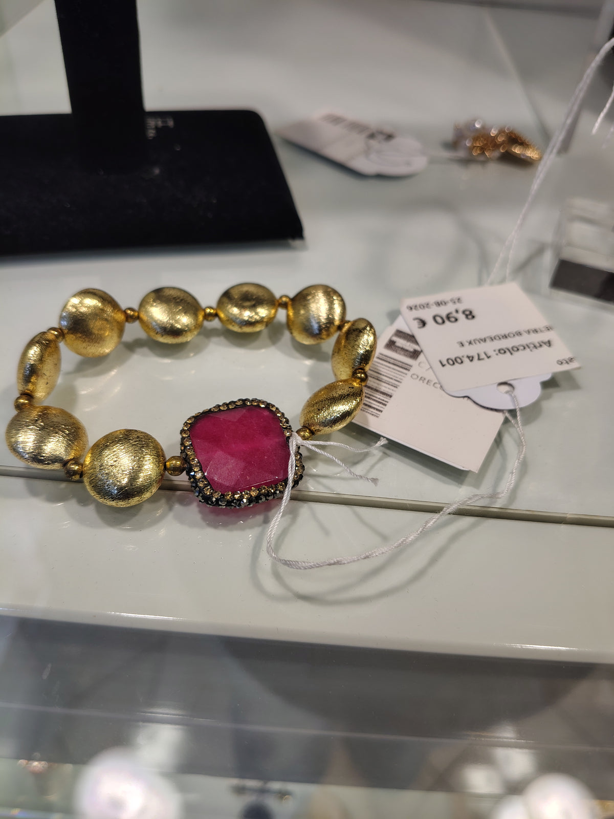 Bracciale Con Pietra Bordeaux E Sassi