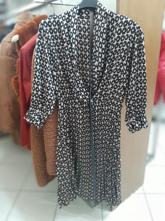 Vestitino Con Cintura Nero E Beige Mis M