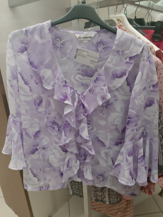 Camicia Viola A Fiori Voila' Mis S-m