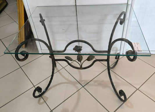 Tavolino Ferro Battuto E Vetro