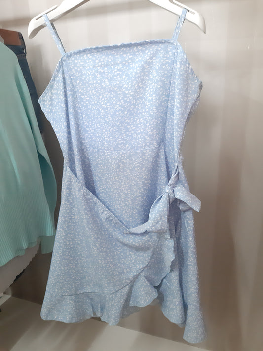 Vestitino Azzurro A Pois Bianco 8 Anni