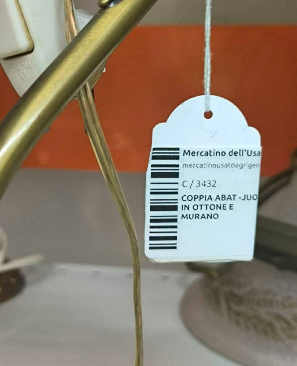 Coppia Abat -juor In Ottone E Murano