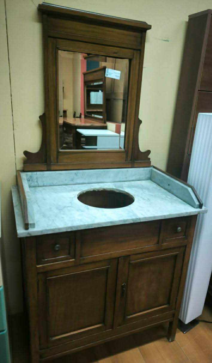 Vecchio Mobile Lavabo Base Marmo Con Specchio