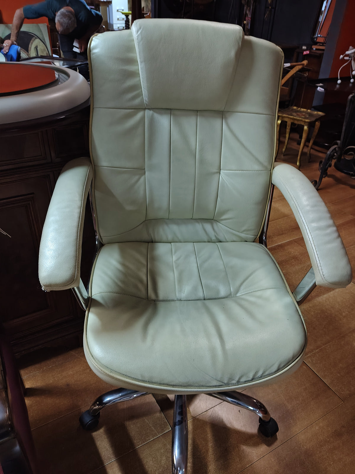 Poltrona Direzionale Ufficio In Pelle Beige R