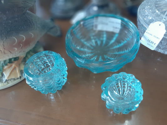 Set Fumatori Tre Pz In Vetro Verde R