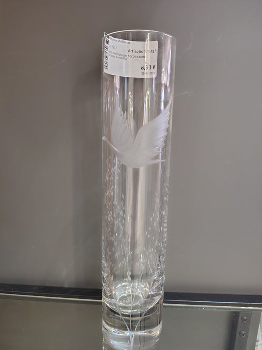 Vaso In Cristallo Decorazione Cicogna Satinata
