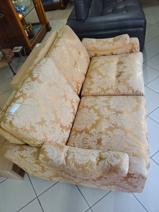 Divanetto 2 Posti Tessuto Giallo Broccato
