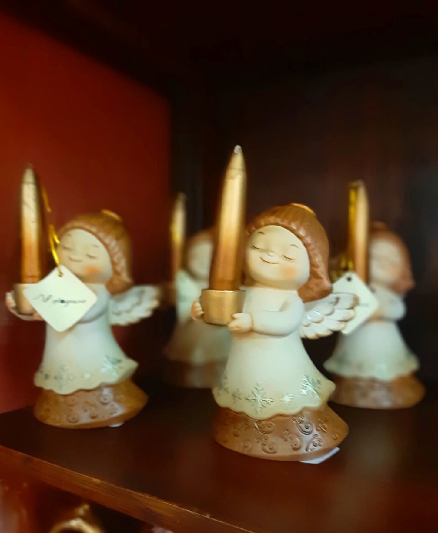 Angioletto Con Candela In Ceramica (melograno)