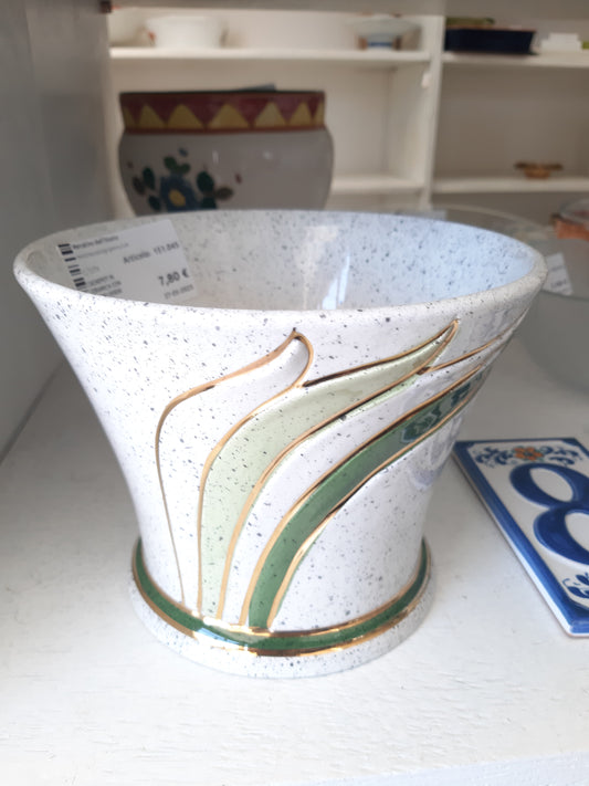 Cachepot In Ceramica Con Decori Verde