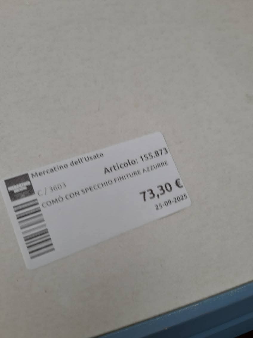 Comò Con Specchio Finiture Azzurre