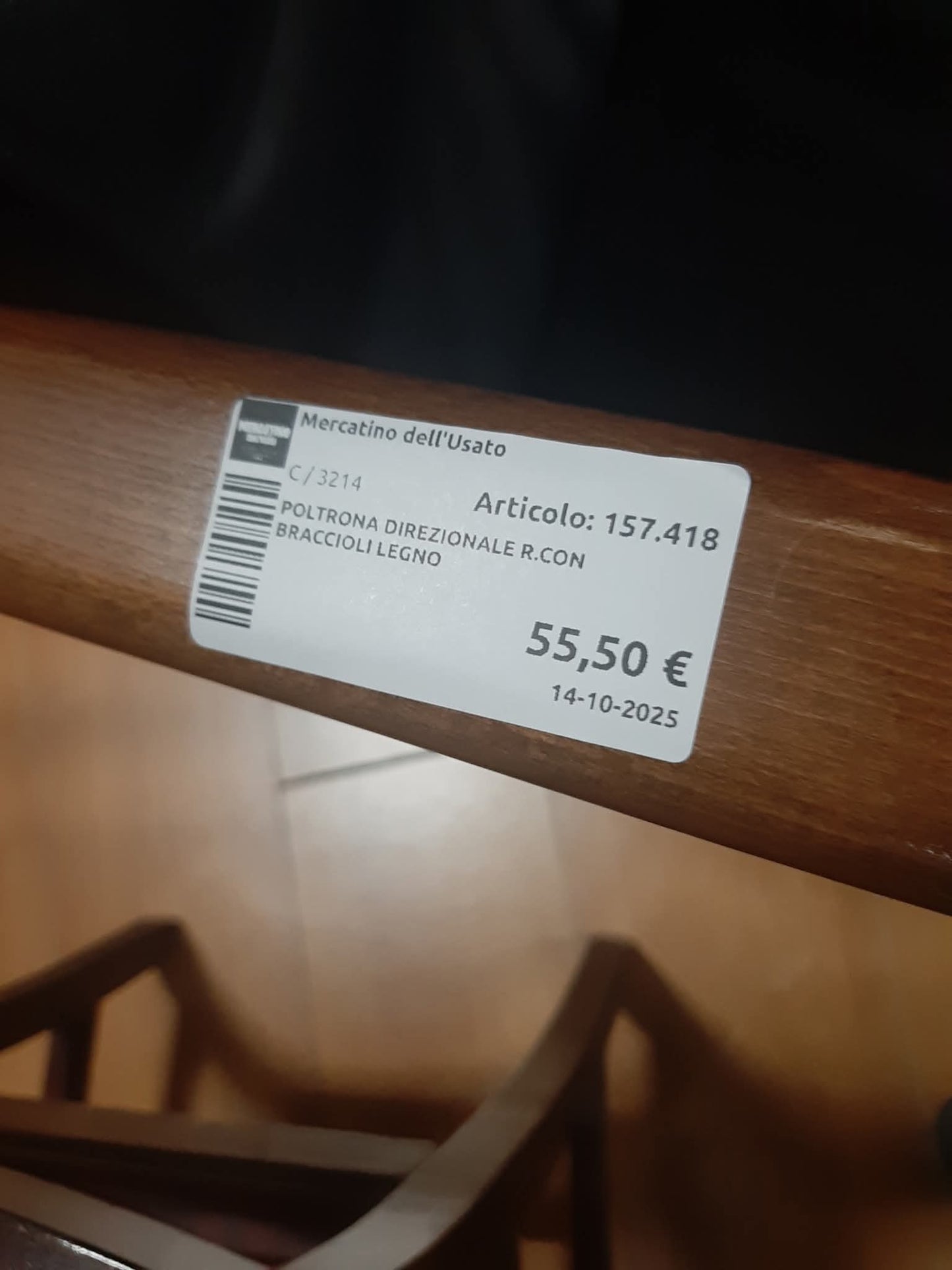 Poltrona Direzionale R.con Braccioli Legno