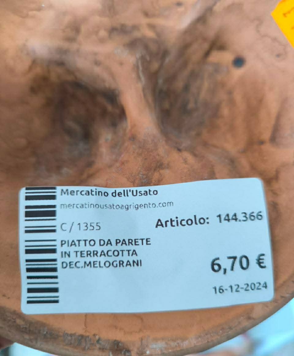 Piatto Da Parete In Terracotta Dec.melograni